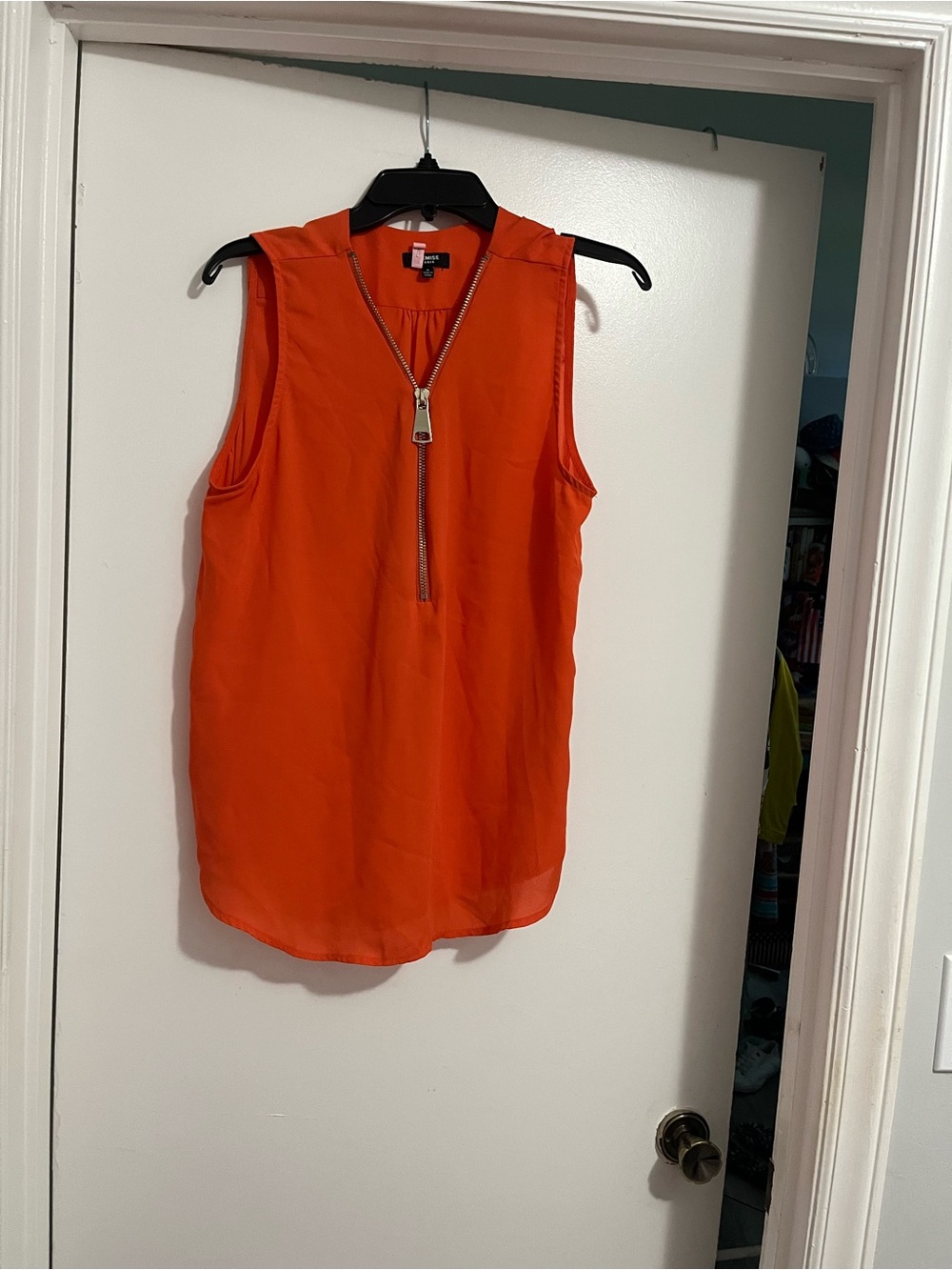 Premise Bright Orange Sleeveless Zip-Front Camisole